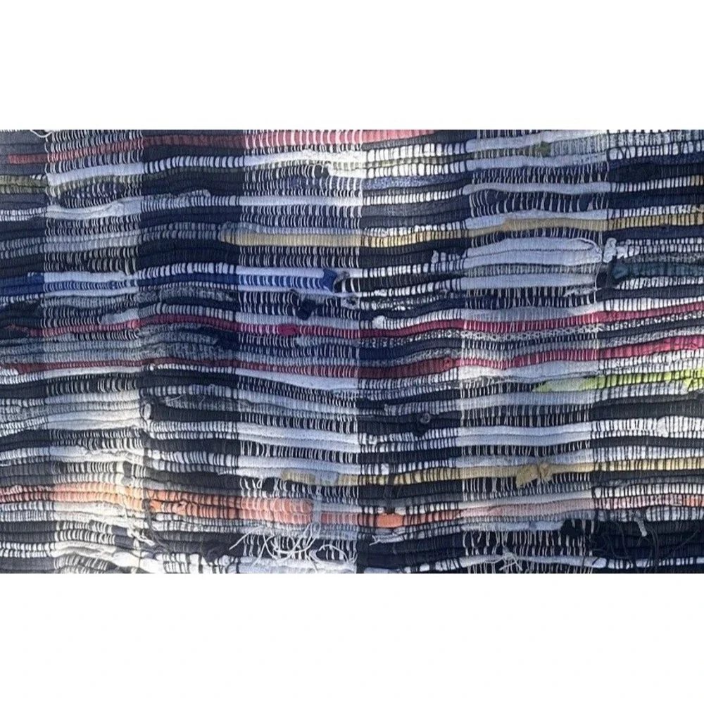 Handwoven Chindi Rag Rug 3’ x 6’ Multicolor Striped Recycled Fabric Runner